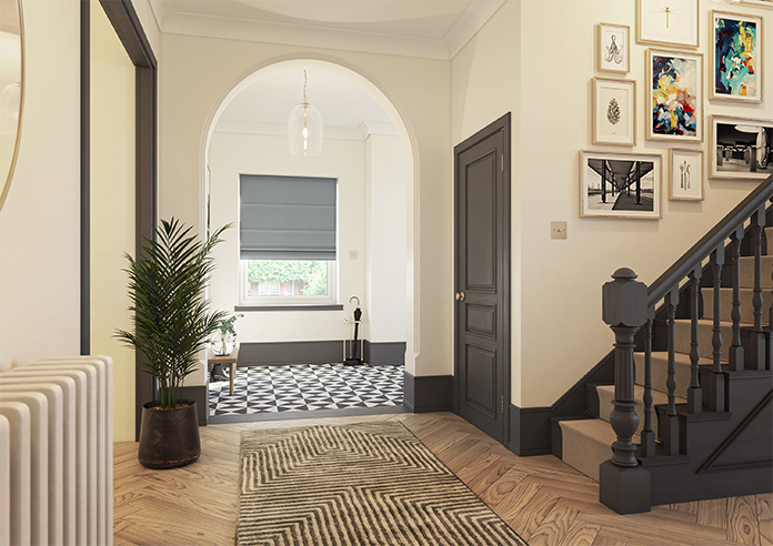 Kyoto Faux Silk, Sea Grey - Motorised Roman Blind - Image 6